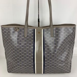 Tory Burch Gemini Leather & Canvas Tote